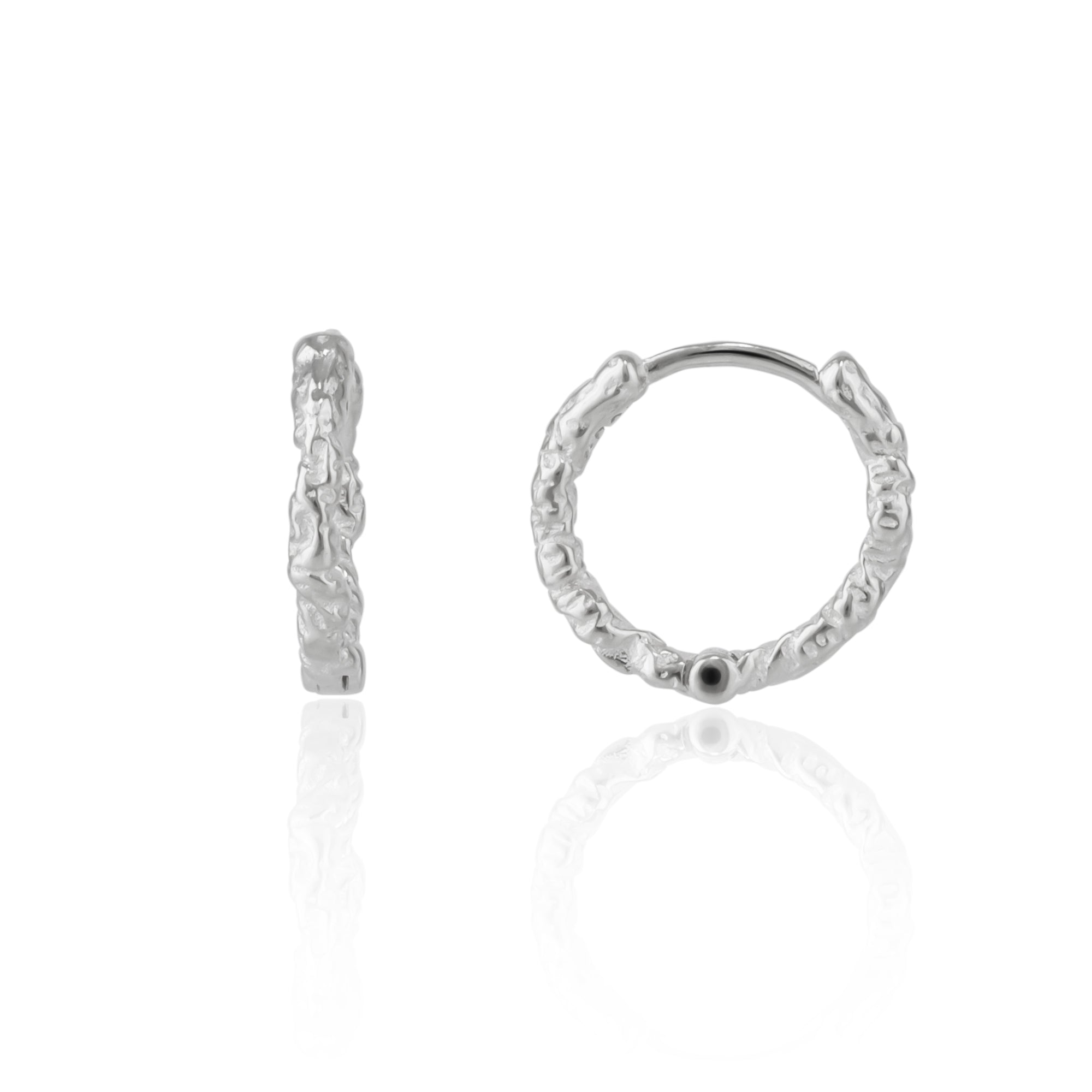 Molten Wavy Sterling Silver Textured Hoop Earrings
