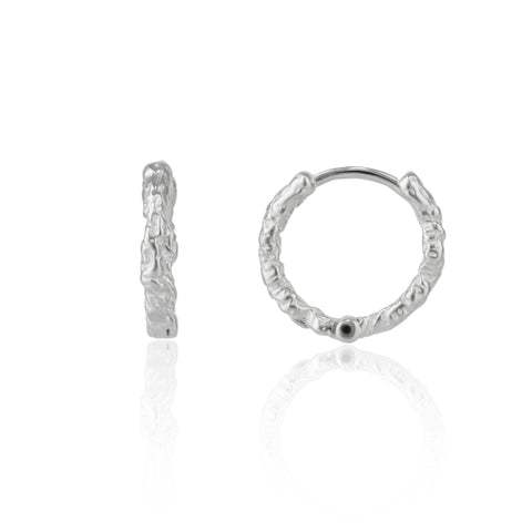 Molten Wavy Sterling Silver Textured Hoop Earrings