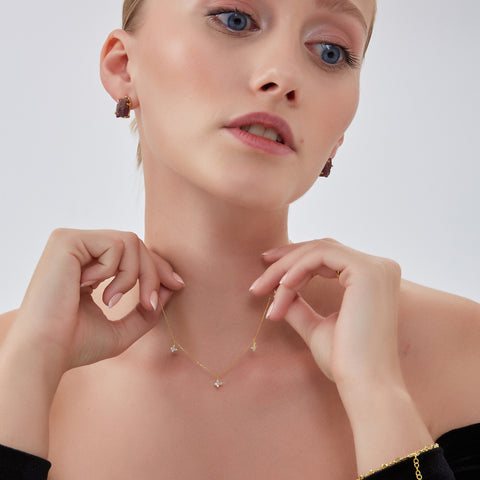 Gold Plated White Butterfly Sterling Silver Necklace