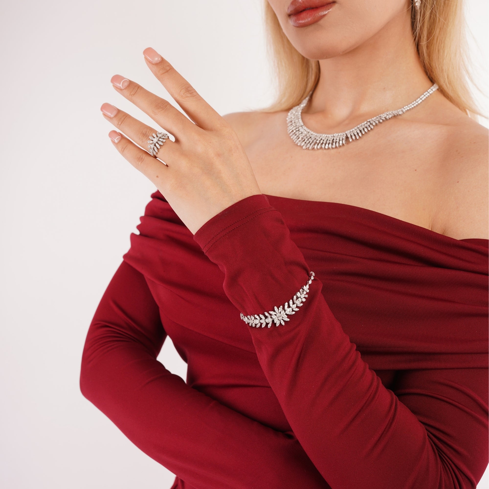 Botanical Cascade Sterling Silver Fringe Statement Tennis Bracelet