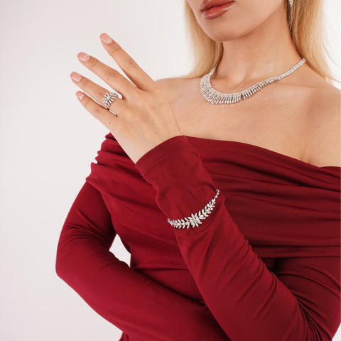 Botanical Cascade Sterling Silver Fringe Statement Tennis Bracelet