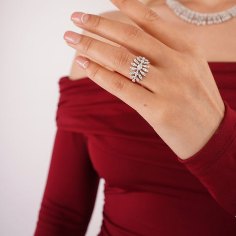 Botanical Cascade Sterling Silver Statement Ring