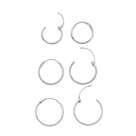 Sterling Silver Essential Hoop Earrings Set