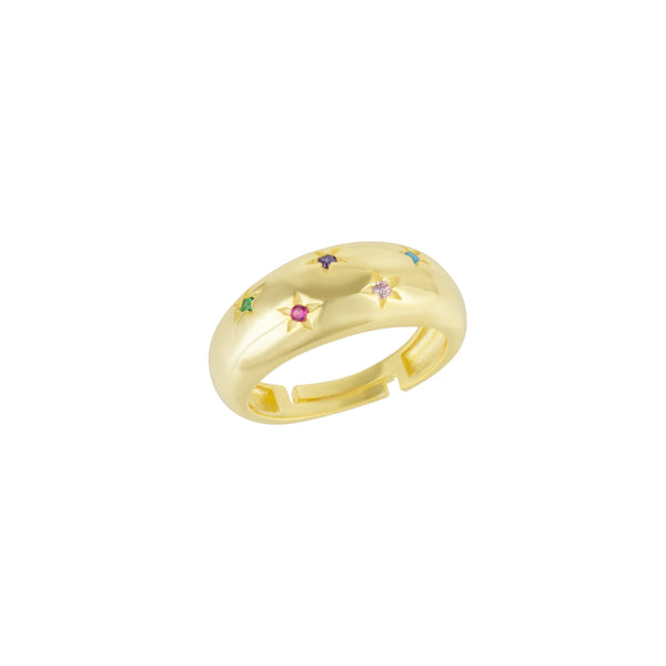 Celestial Star Sterling Dome Ring Stones