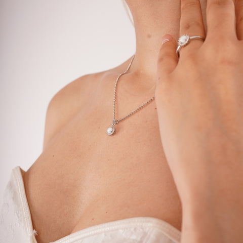 White Opal Halo Sun Sterling Silver Pendant Necklace