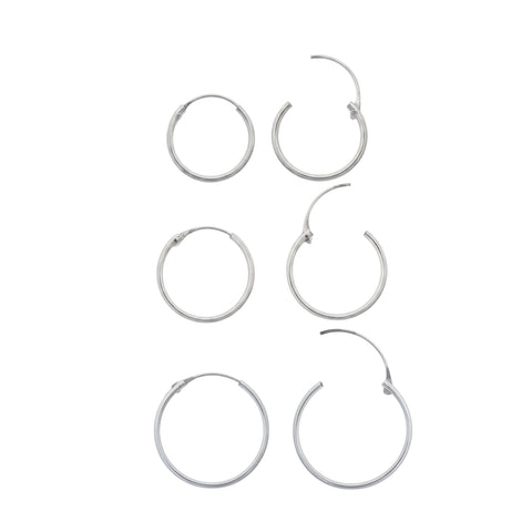 Sterling Silver Essential Hoop Earrings Set