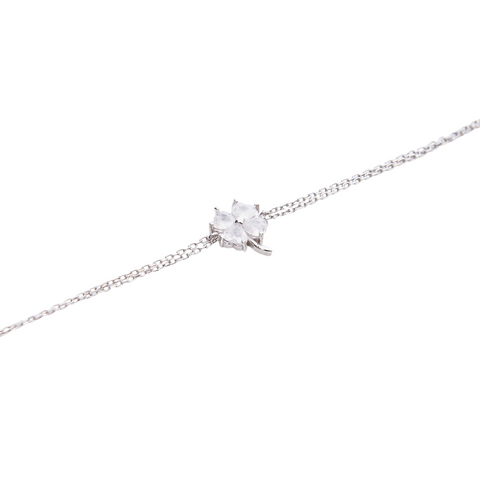 Sterling Silver Clover Bracelet - White