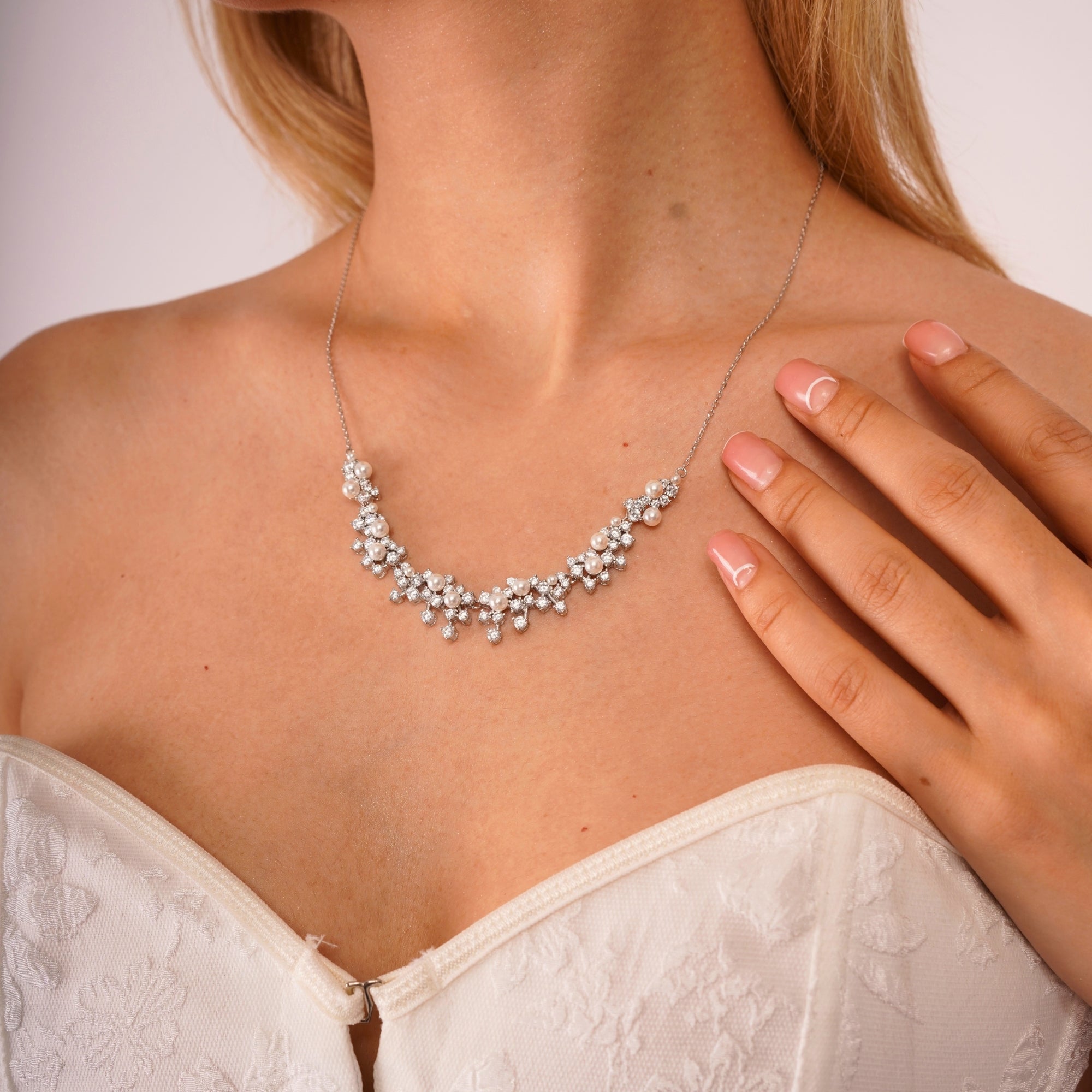 Pearl Radiance Sterling Silver Statement Necklace