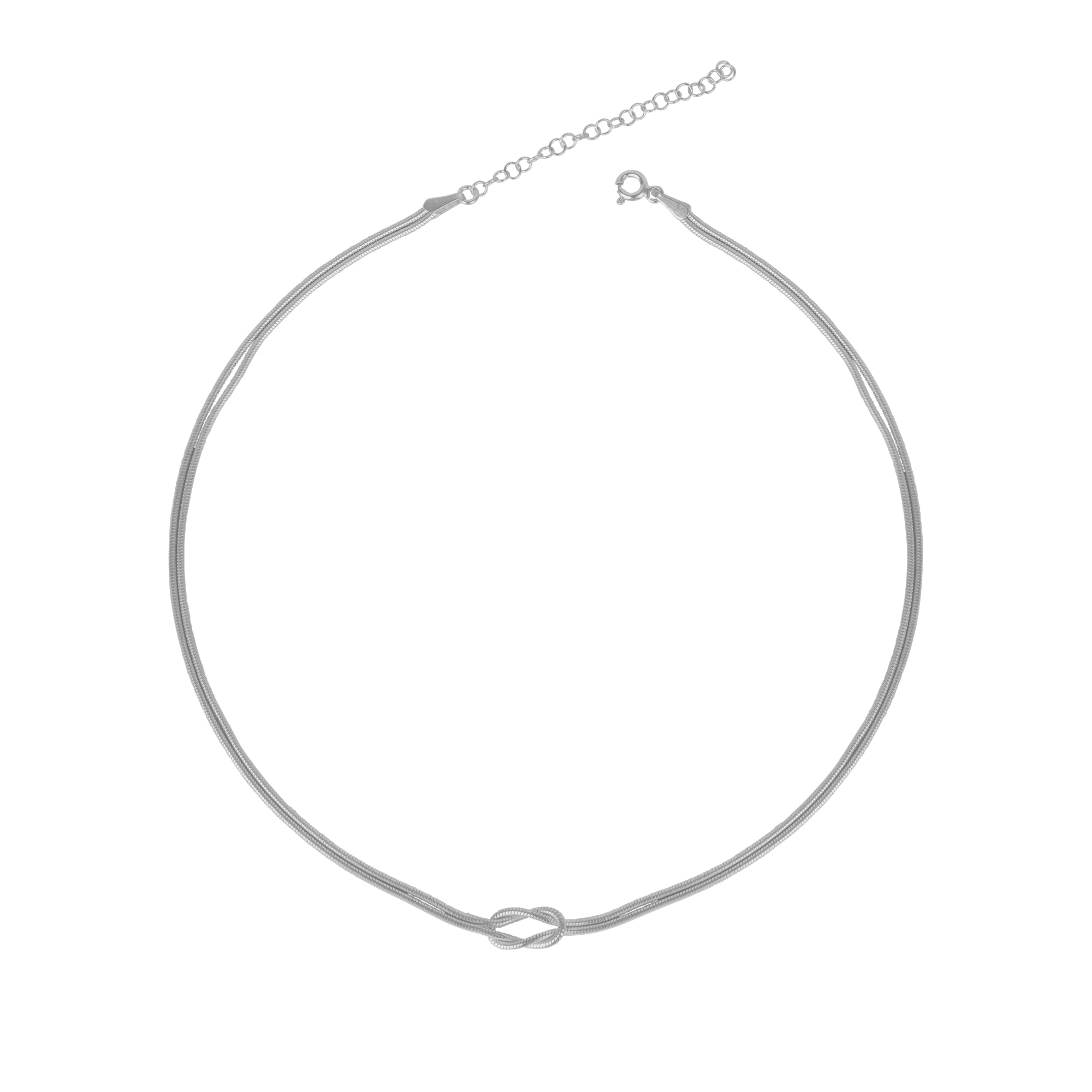 Knot Chain Choker Necklace in Sterling Silver
