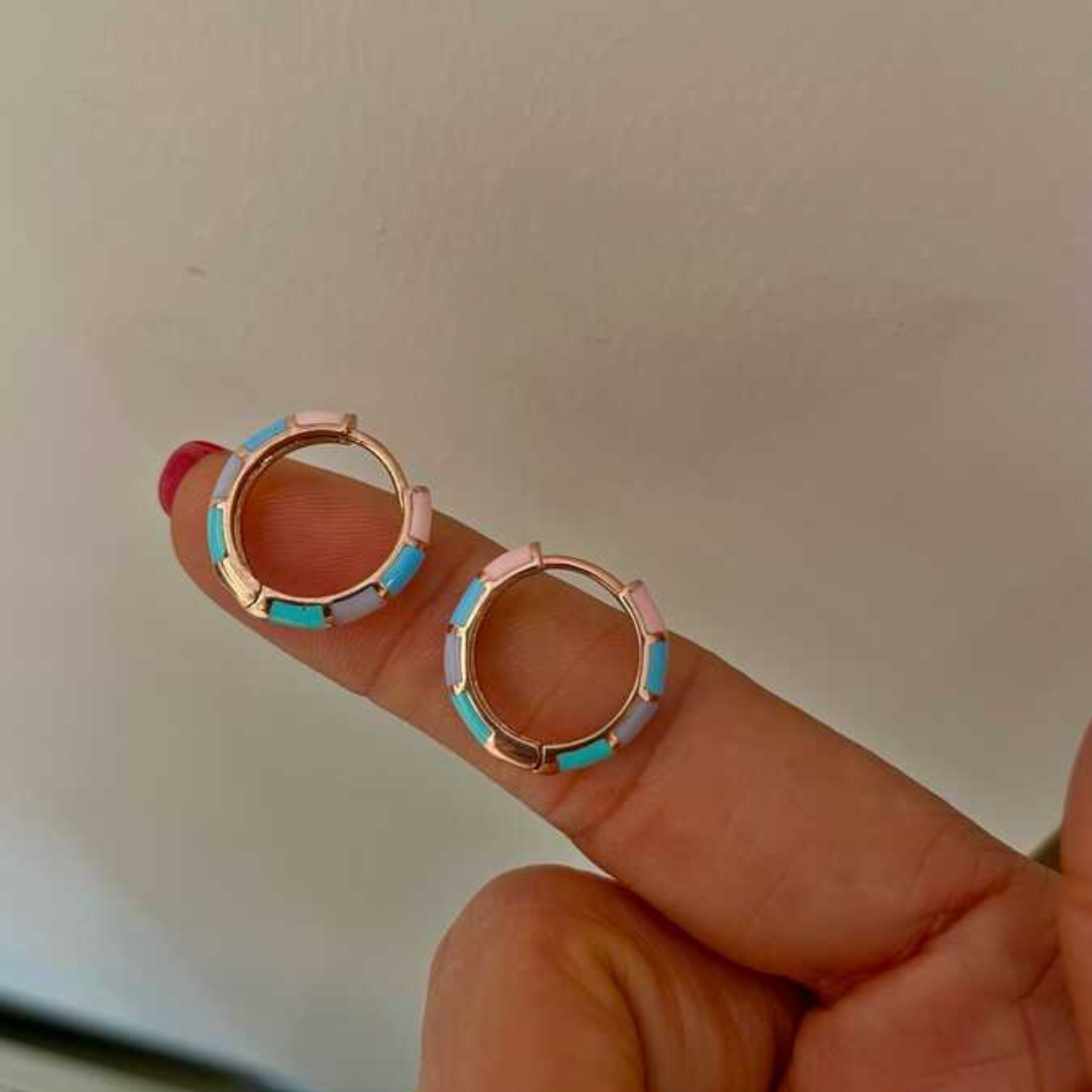 Enamel Rainbow Sterling Silver Hoop Earring