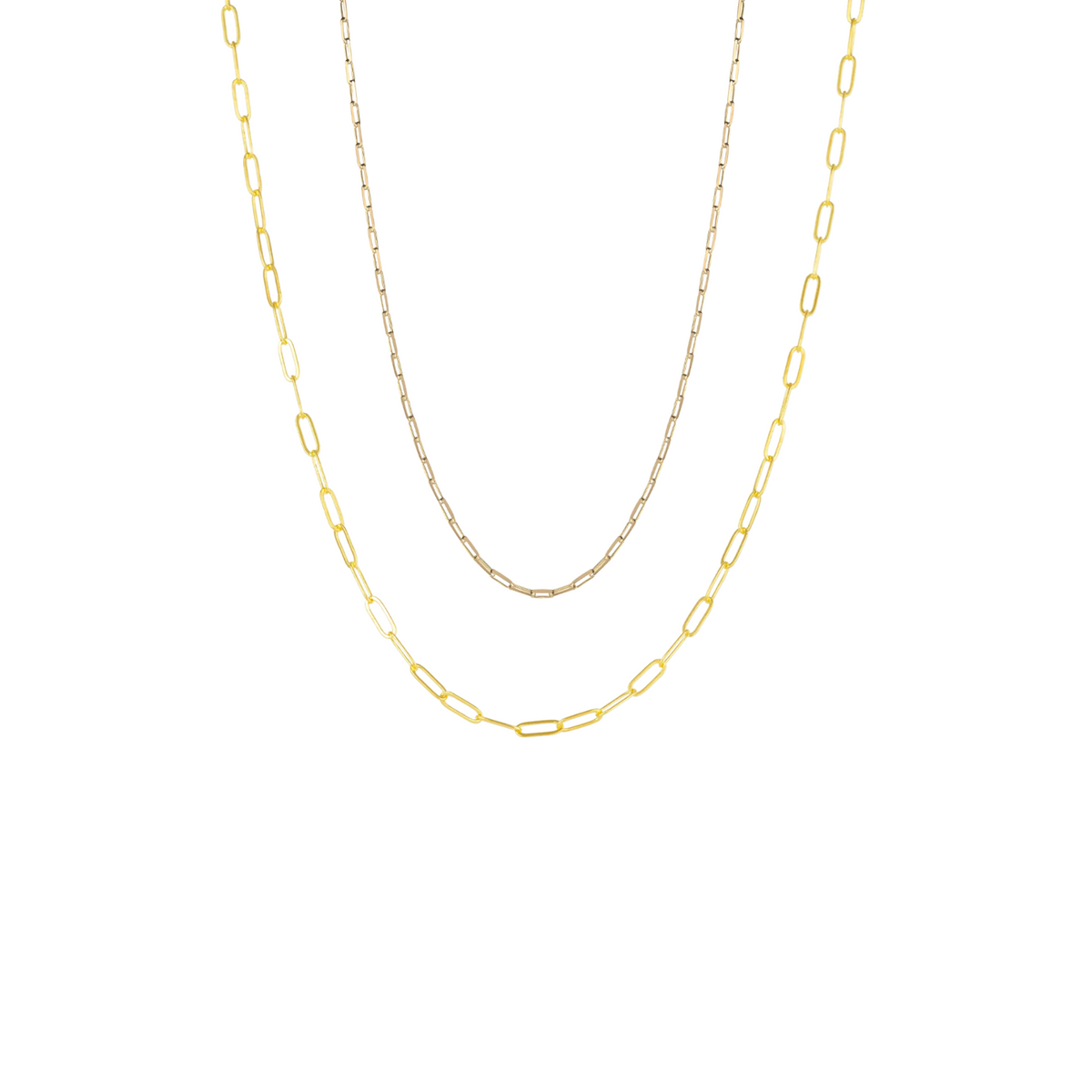 Paperclip Chains Sterling Silver Layering Necklace Set