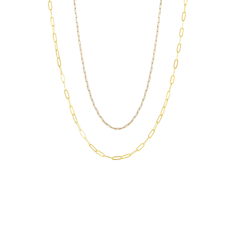 Paperclip Chains Sterling Silver Layering Necklace Set