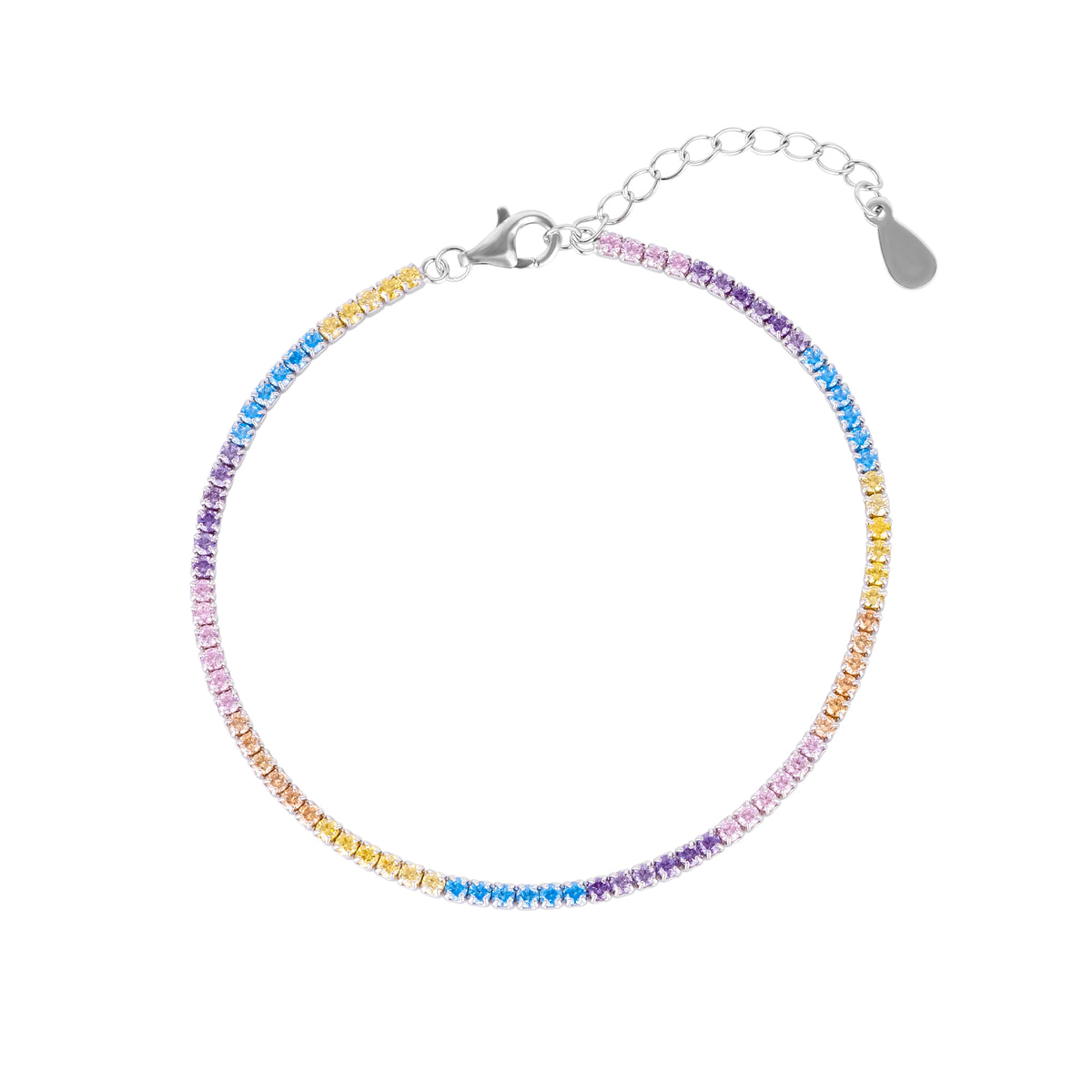 Pastel Color Colourful Sterling Silver Tennis Bracelet