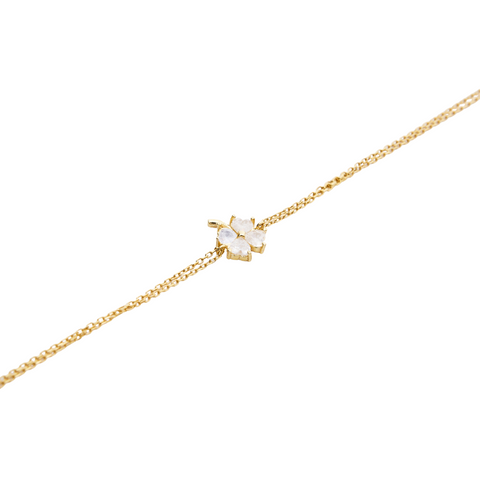 Sterling Silver Clover Bracelet - White