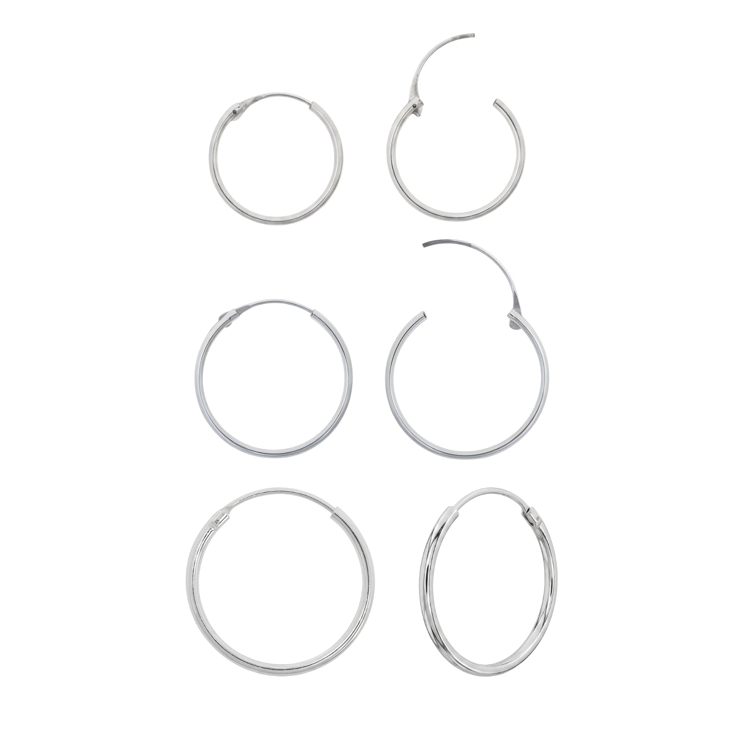 Sterling Silver Essential Hoop Earrings Set