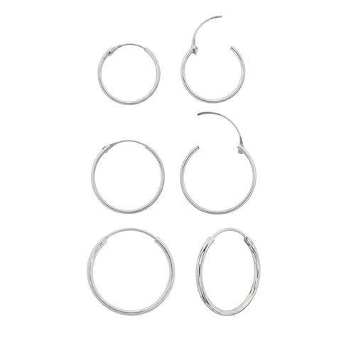 Sterling Silver Essential Hoop Earrings Set