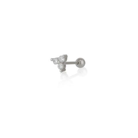 Sterling Silver Lotus Trilogy Piercing Stud Earring
