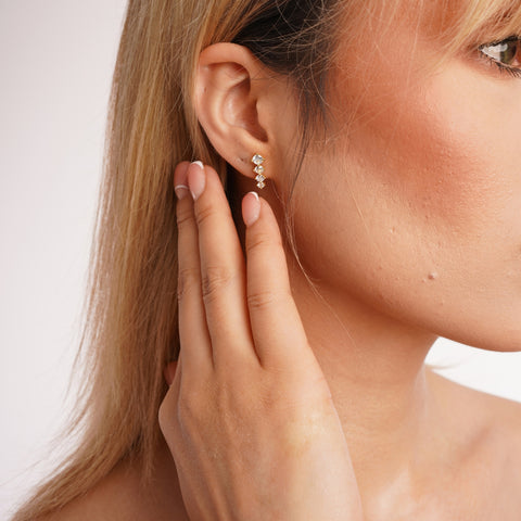 Sterling Silver Graduated Tennis Earrings