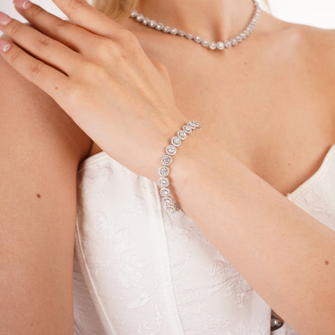 Grand Halo Sterling Silver Statement Bracelet