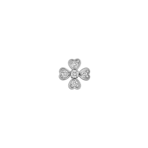 Fine 14k Solid Gold Diamond Clover Single Earring