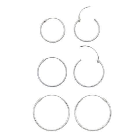 Sterling Silver Essential Hoop Earrings Set