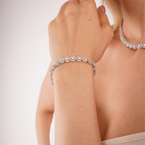 Grand Halo Sterling Silver Statement Bracelet