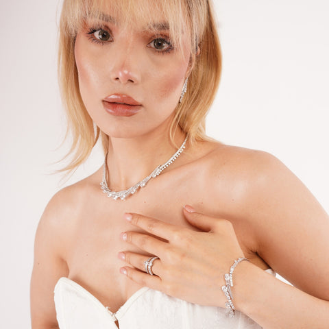 Starlight Cascade Sterling Silver Statement Ring