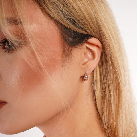 Sculpt Duo Sterling Silver Hoop Earrings