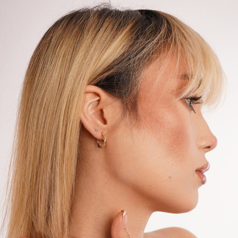 Mixed Metal Twist Hoop Earrings