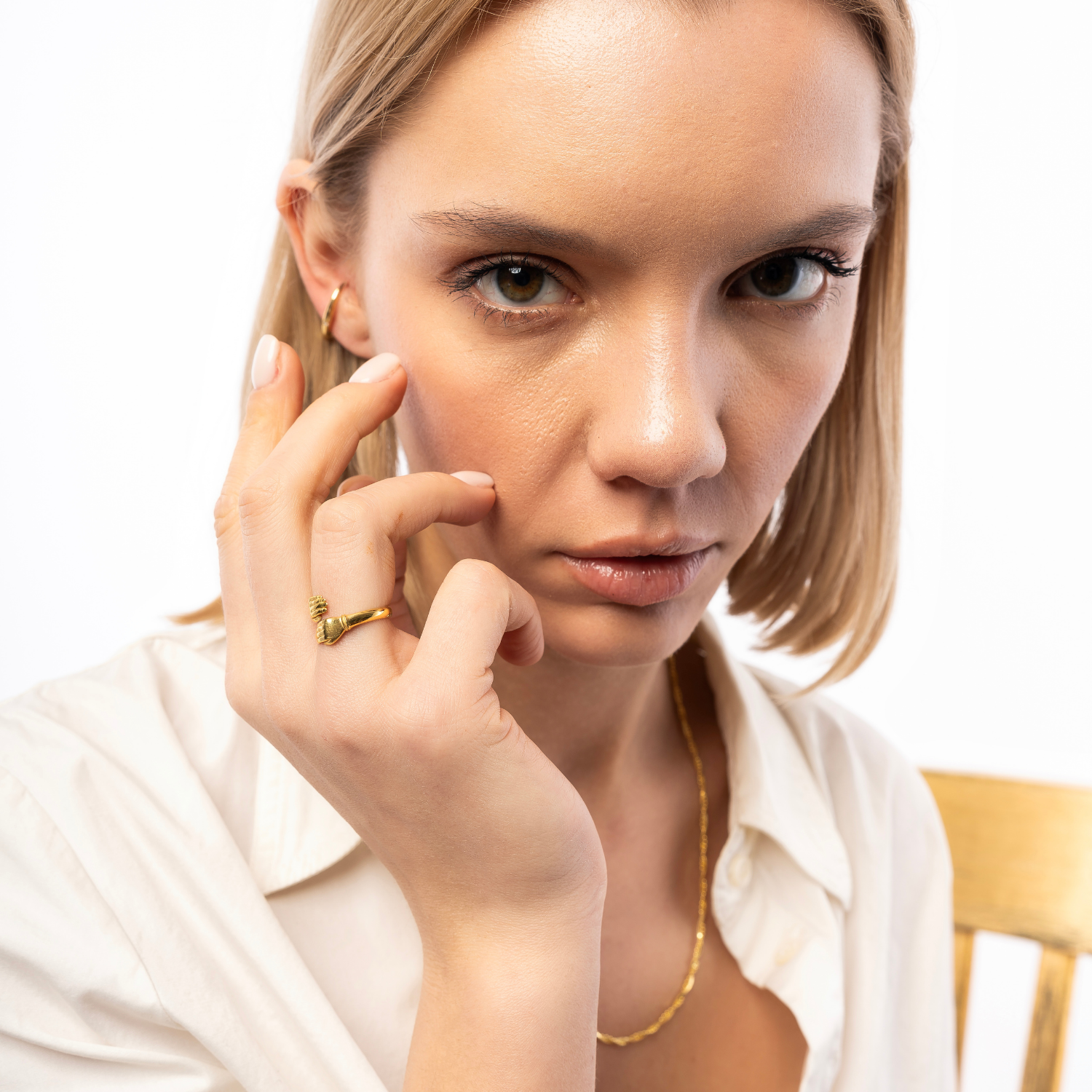New Hug Ring With Hands Sterling Silver and Gold Plated