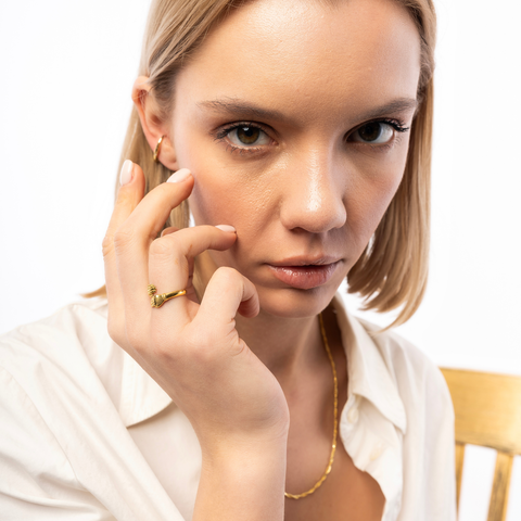 New Hug Ring With Hands Sterling Silver and Gold Plated