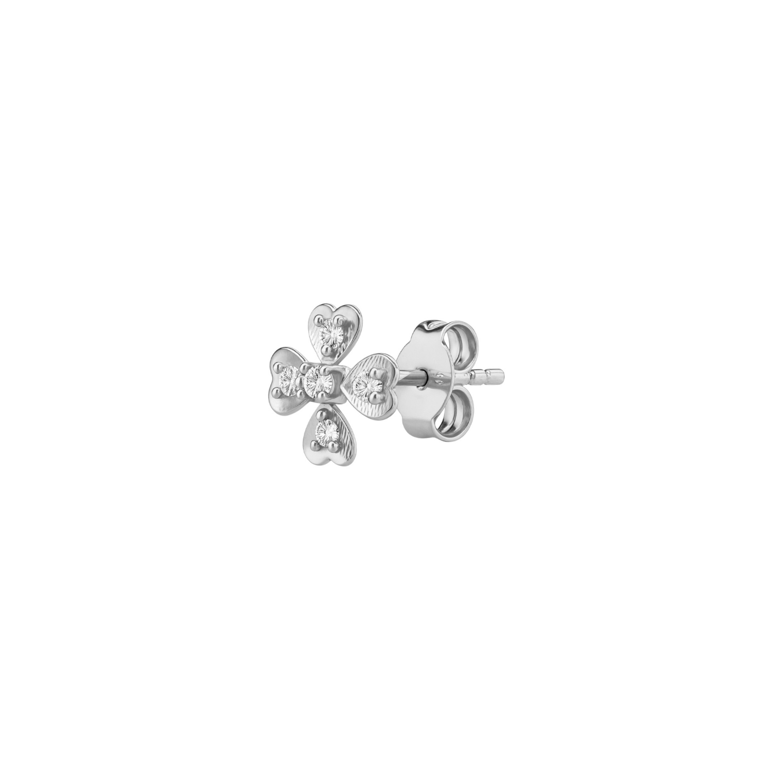 Fine 14k Solid Gold Diamond Clover Single Earring