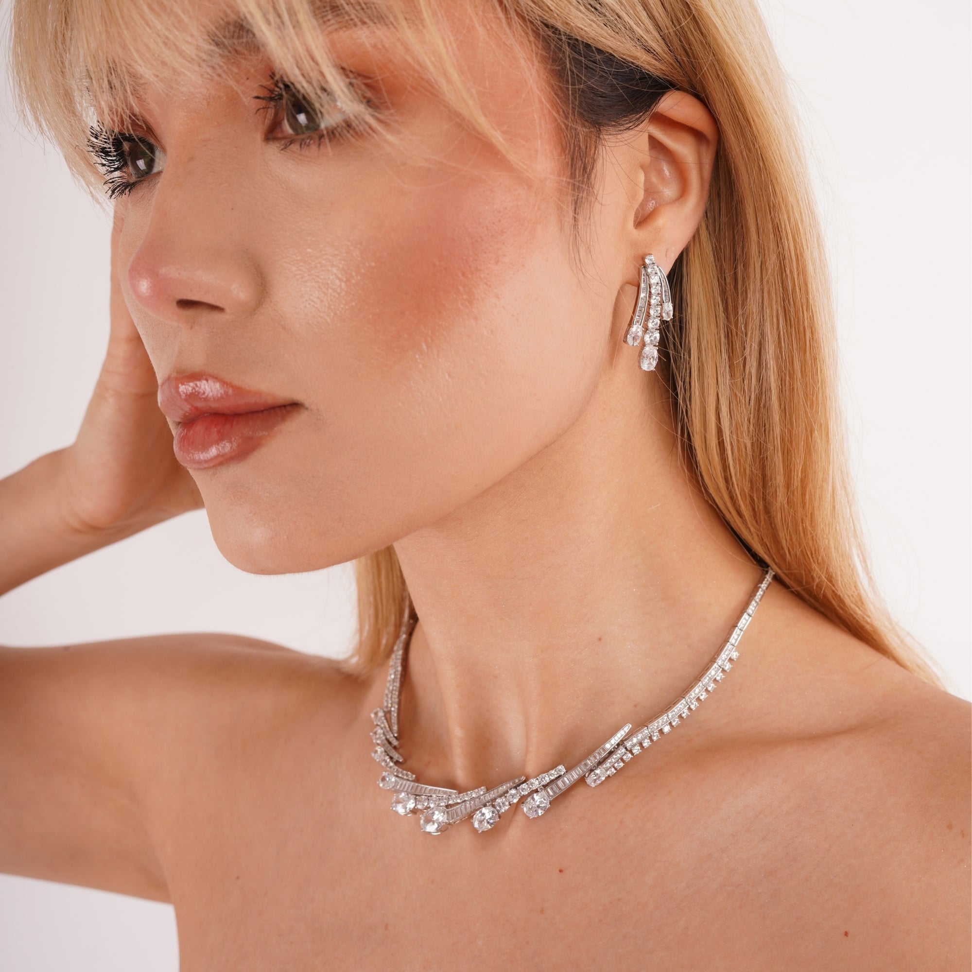 Starlight Cascade Sterling Silver Statement Necklace