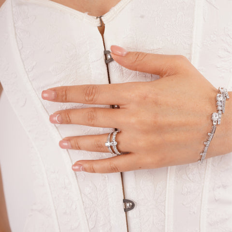 Starlight Cascade Sterling Silver Statement Ring