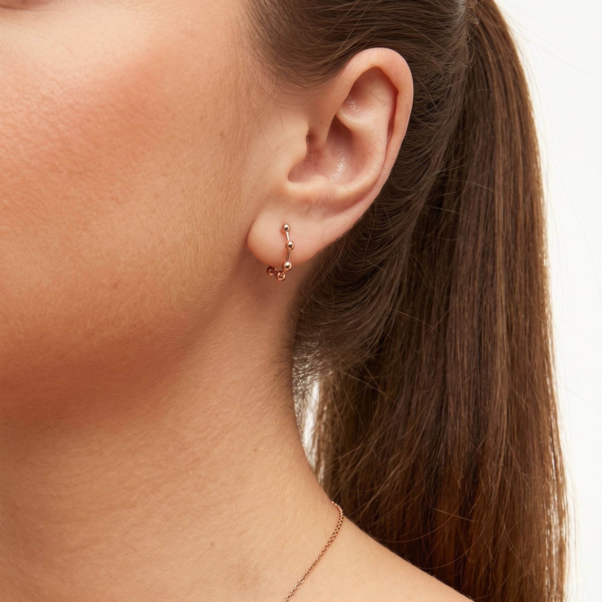 Seven Bead Sterling Silver Hoop Earrings