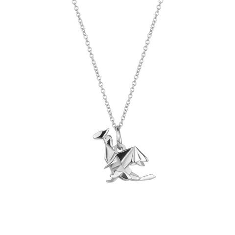 Sterling Silver Origami Dragon Necklace