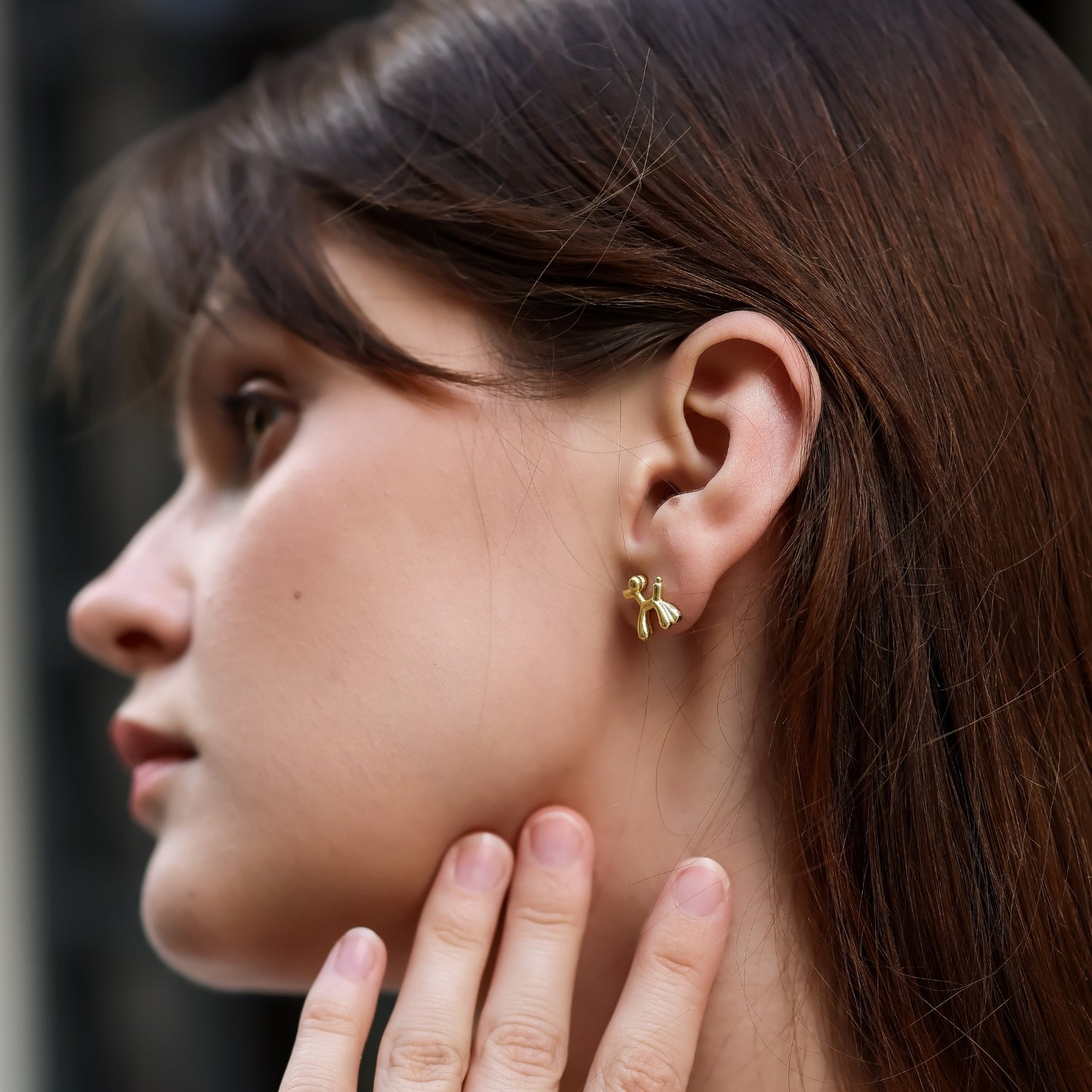 Balloon Dog Poodle Stud Earring Sterling Silver