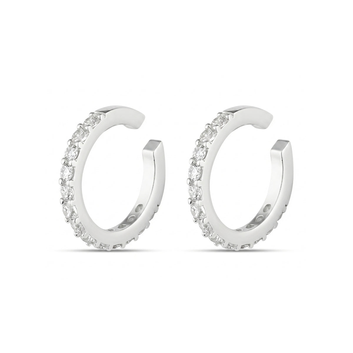 Cubic Zirconia Sterling Silver Ear Cuffs No Piercing - Pair