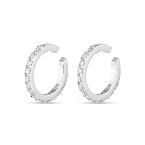 Cubic Zirconia Sterling Silver Ear Cuffs No Piercing - Pair