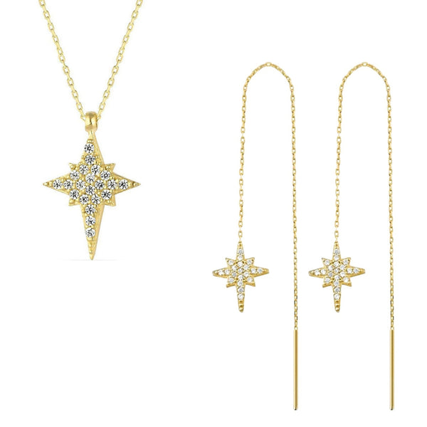 Northern Star Polaris Sterling Necklace Drop Chain Earring Set