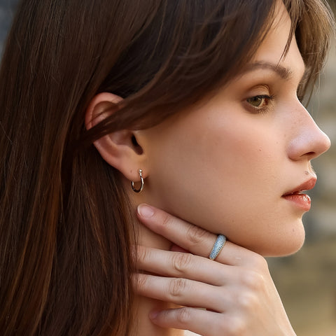 Turquoise Pave Sterling Silver Dome Ring