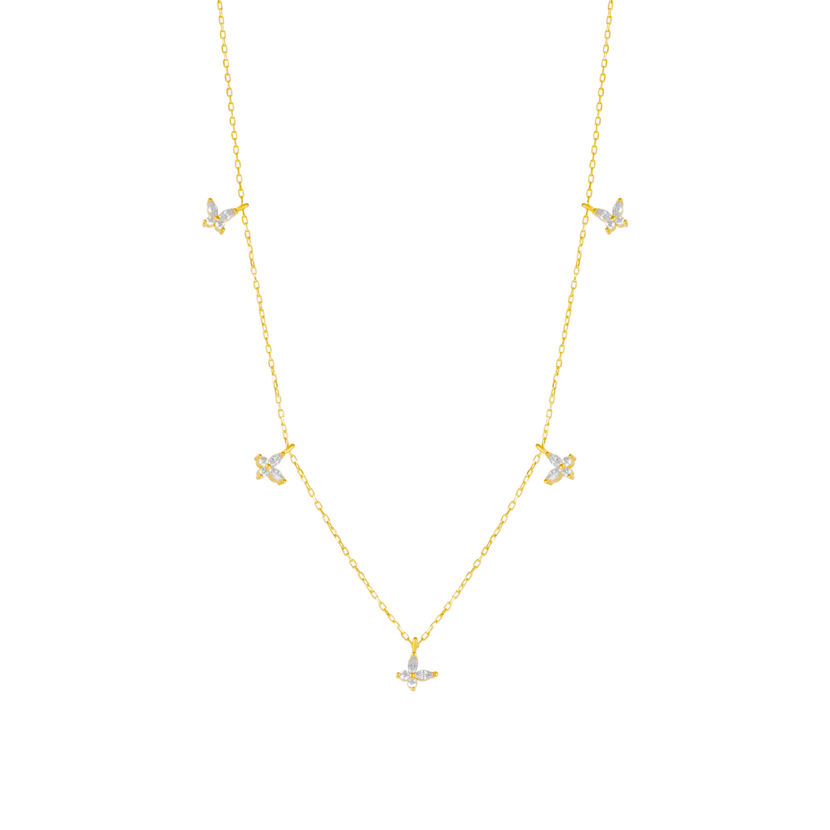 Gold Plated White Butterfly Sterling Silver Necklace