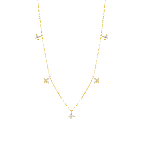 Gold Plated White Butterfly Sterling Silver Necklace