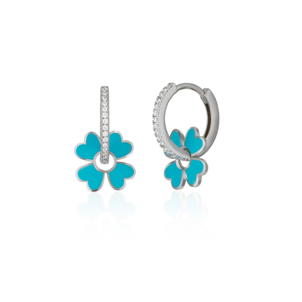 Sterling Silver Enamel Clover Earrings