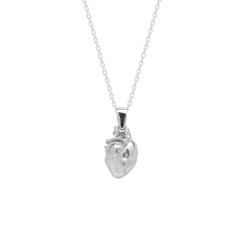 Sterling Silver Anatomical Heart Necklace