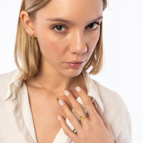Pineapple Sterling Silver Adjustable Ring