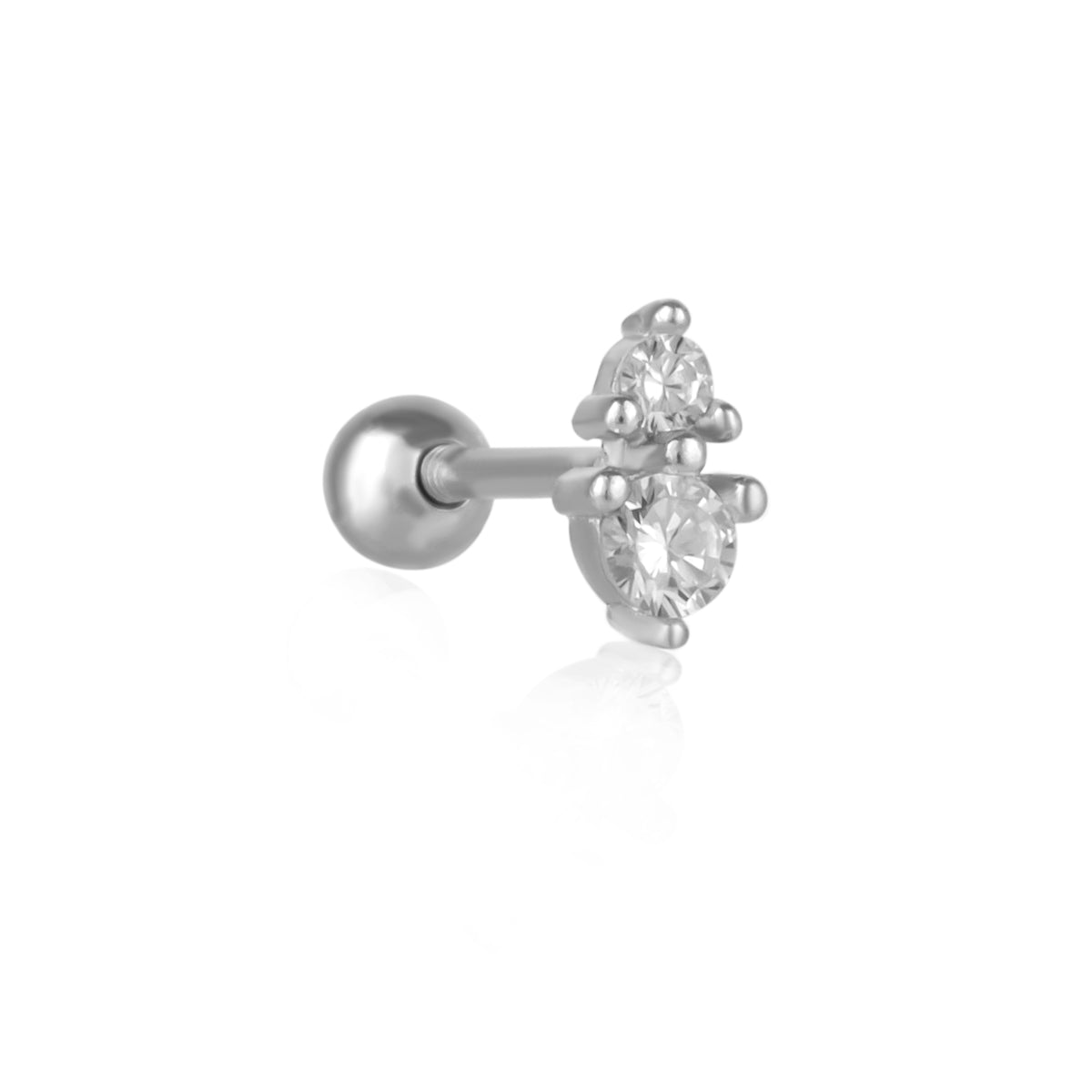 Sterling Silver Two Jewelled Bead End Piercing