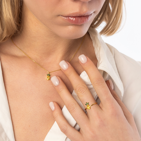 Pineapple Sterling Silver Adjustable Ring
