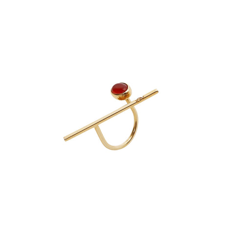 Sterling Silver Bar Oval Natural Stone Ring