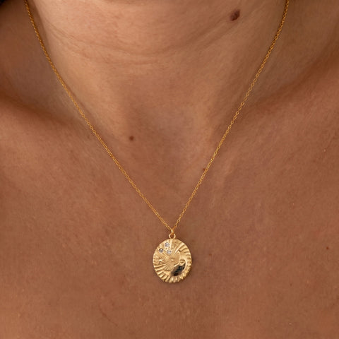 Moon Embossed Silhouette Sterling Silver Medal Necklace